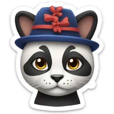 cat with a panda hat sticker