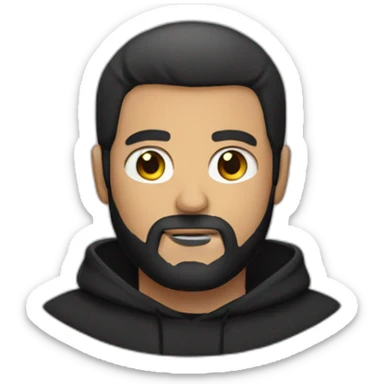 white bold man with black beard wearing a black hoodie sticker