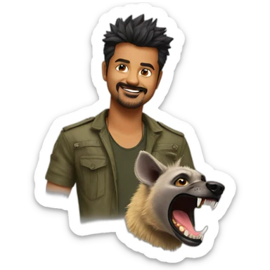 hyena and thalapathy vijay sticker