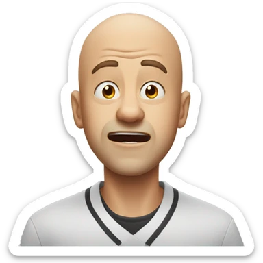 bald man who is in shock but also about to be laugh sticker