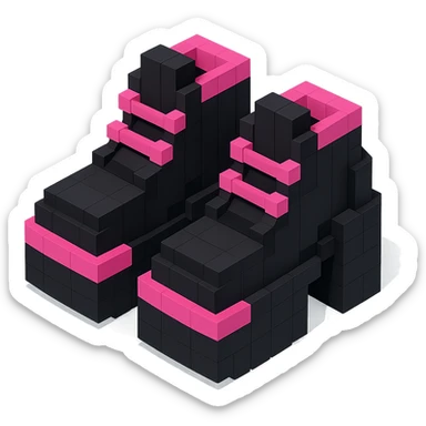BLACKPINK-inspired gothic shoes, no hearts, blocky and playful, black and pink sticker
