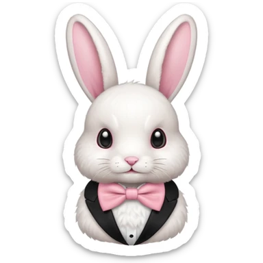white bunny with pink bowtie sticker