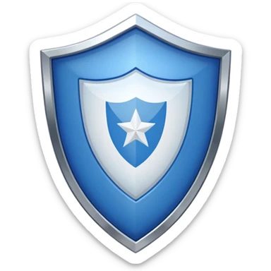 A shiny blue shield with a white 7 in the middle and a flag animation sticker