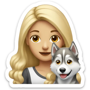 Blonde girl with husky sticker