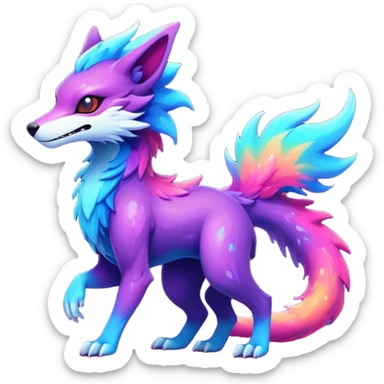Epic Edgy Cute Colorful Nebula Modern Vernid-Protogen-Sergal-creature-animal, full body sticker