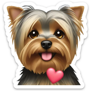 Yorkie with a heart kissing face sticker