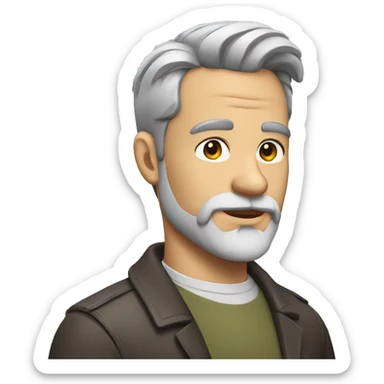 man with slick back brown hair and grey beard sticker