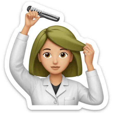 mujer peinandose en la peluqueria sticker