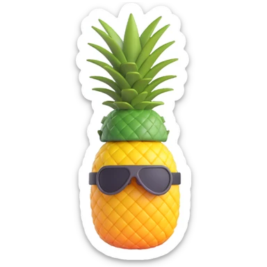 a pineapple wearing military gear, including a helmet and camouflage, looking determined, 3D emoji style sticker