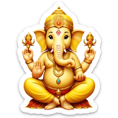 Bright yellow Ganesh standing sticker