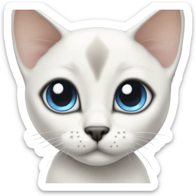 extremely cute kawaii white siamese cat with gray markings and blue eyes sticker