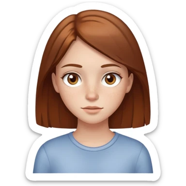 A girl, with straight brown hair, light brown eyes and freckles sticker