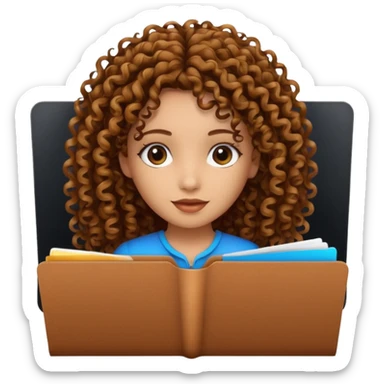 black transparent folder with a canela skin girl with curly hair logo  sticker
