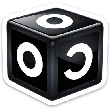 black cube in "glass" style sticker