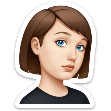 female, wearing black tshirt, short hair sticker