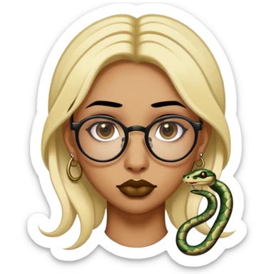 black hair blonde highlights glasses and double nose piercing septum and snake bite piercings sticker