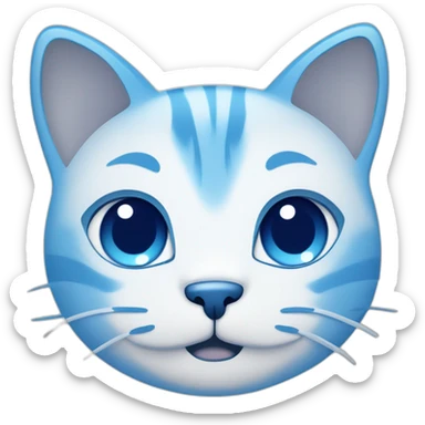 Blue simplistic sketch of a cute cat face sticker