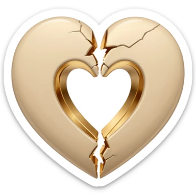 Pale beige broken heart with wedding rings sticker
