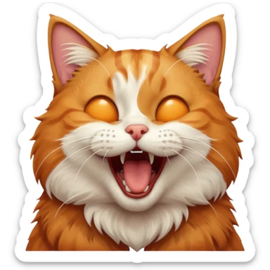 A high-resolution photo-realistic digital illustration of a solid ginger tabby cat, head titled up yawning sticker