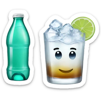 a fresh glass with sprite and ice sticker