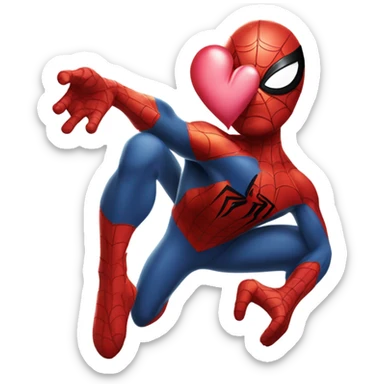Spider-Man carrying a heart sticker