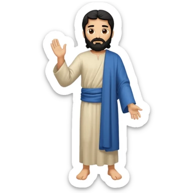 fullbody, head-to-toe, Jesus's apostle Thomas, black hair and black beard, normal emoji style, arms down sticker