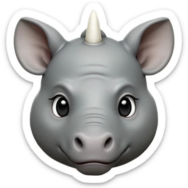 cinematic-noble-baby-rhinoceros-portrait-emoji,slate-grey-hide--poised-and-regal,-with-a-massive,-powerful-build-and-a-thick, white horn -deep-set-soulful-piercing-eyes,-simplified-yet-sharp-and-sophisticated-features,-highly-detailed,-large-black-eyes sticker