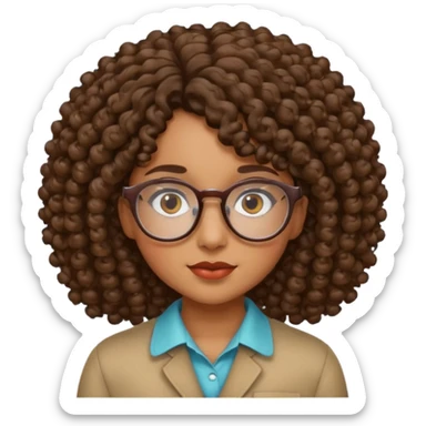 una chica con rizos el cabello hacia abajo y  con gafas sticker