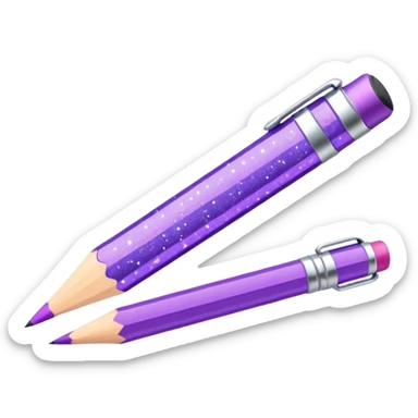Glitter Purple and Cian pencil hand write  sticker