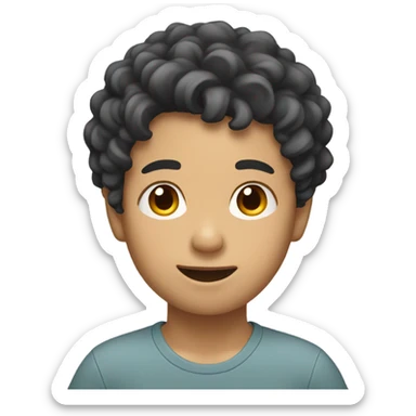 Asian boy with curly hair sticker