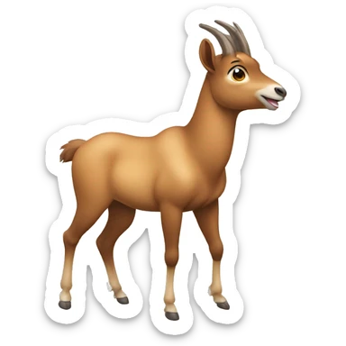 happy smiling brown chamois left hoof pointing up sticker