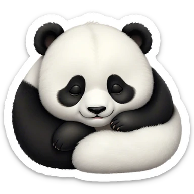 Meme-Worthy Cute Sleeping Baby Panda Portrait Emoji, Head resting peacefully with a contented smile, showcasing a tiny, irresistibly fluffy build and a luxuriously soft black and white Fur, eyes shut in a serene, restful nap, Simplified yet hilariously adorable features, highly detailed, glowing with a soft, drowsy light, high shine, relaxed and utterly lovable, stylized with an air of playful laziness, bright and heartwarming, soft glowing outline, capturing the essence of a comically sleepy baby panda, so meme-worthy it feels like it could instantly become the next viral sensation of adorable slumber! sticker