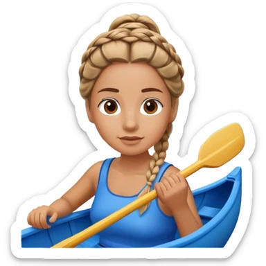 canoë bleu avec une femme qui a une tresse dans les cheveux sticker