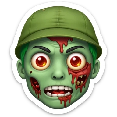 Create a zombie emoji with a cap sticker