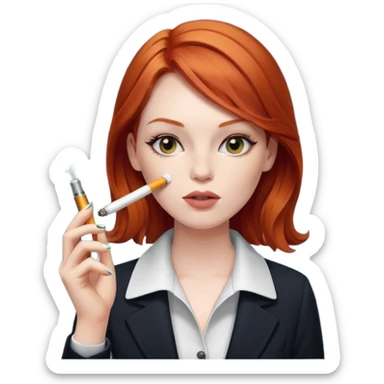 red head office girl, smoking electric ciggarette sticker