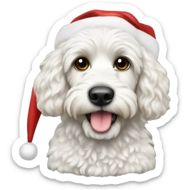 White cockapoo with Santa hat sticker