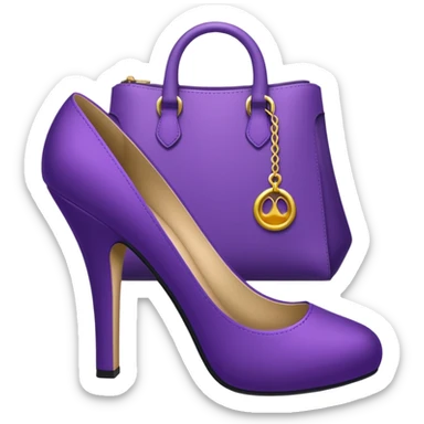 royal purple heels, cosmetics and bag emojis sticker