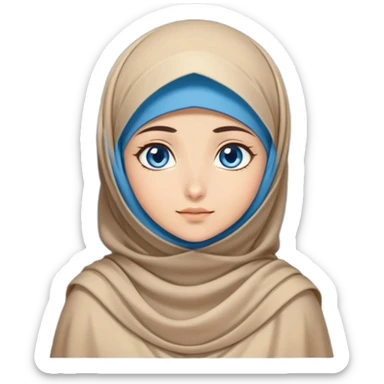 Turkish beautiful finish Konya girl blue eyes with moon hijab dress and watching the full moonlight on the sky and on the ground  sticker
