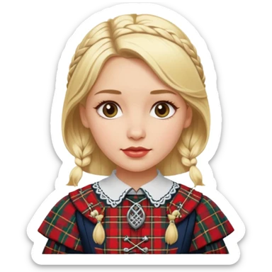blonde woman wearing scottish traditional clothes sticker