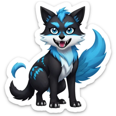 Vibrant dark edgy badass cool Falvie-Fionbri-creature-canine-fursona, full body, with random markings sticker