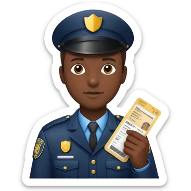 security guard holding a ticket sticker