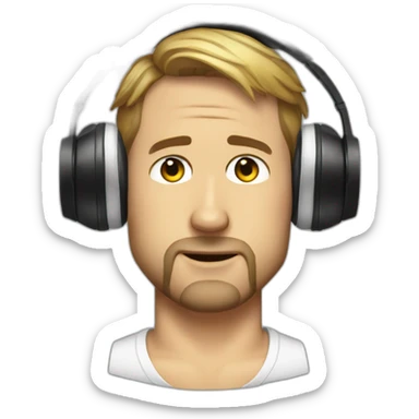 Ryan Gosling wearing headphones with his eyes closed sticker