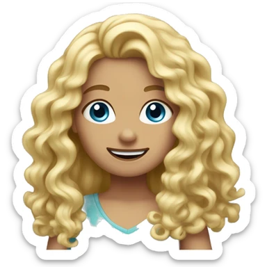 Girl with blue eyes and long blonde curly hair going thumbs up sticker