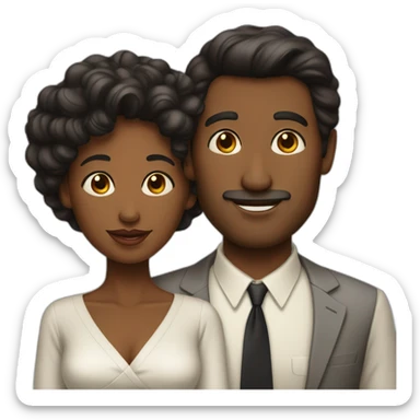 man in late 50ties in love with younger black woman sticker