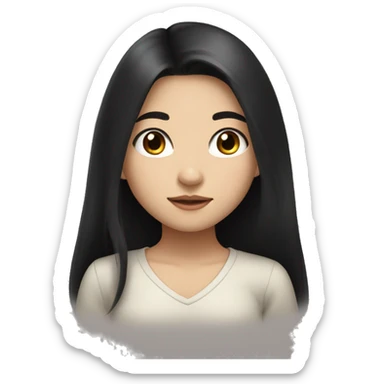 asian girl with long black hair and dark hazel eyes sticker