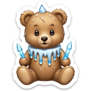 Teddy bear with icicles on her sticker