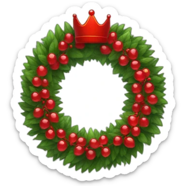 red crown wreath with a red water drop on the inside of the wreath sticker