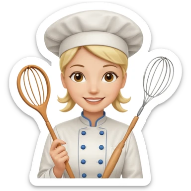 woman chef with a whisk  sticker