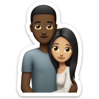 Somali guy with Spanish girlfriend with straight light black hair hugging  sticker