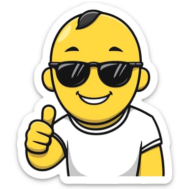 smug guy in sunglasses giving a thumbs up, cartoon sticker sticker
